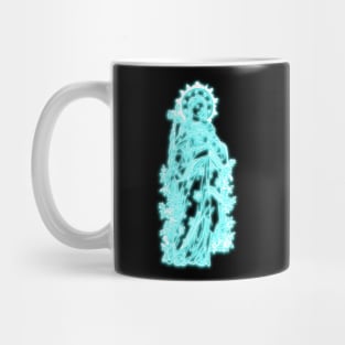 Light Blue Neon Art Virgin Mary Mug